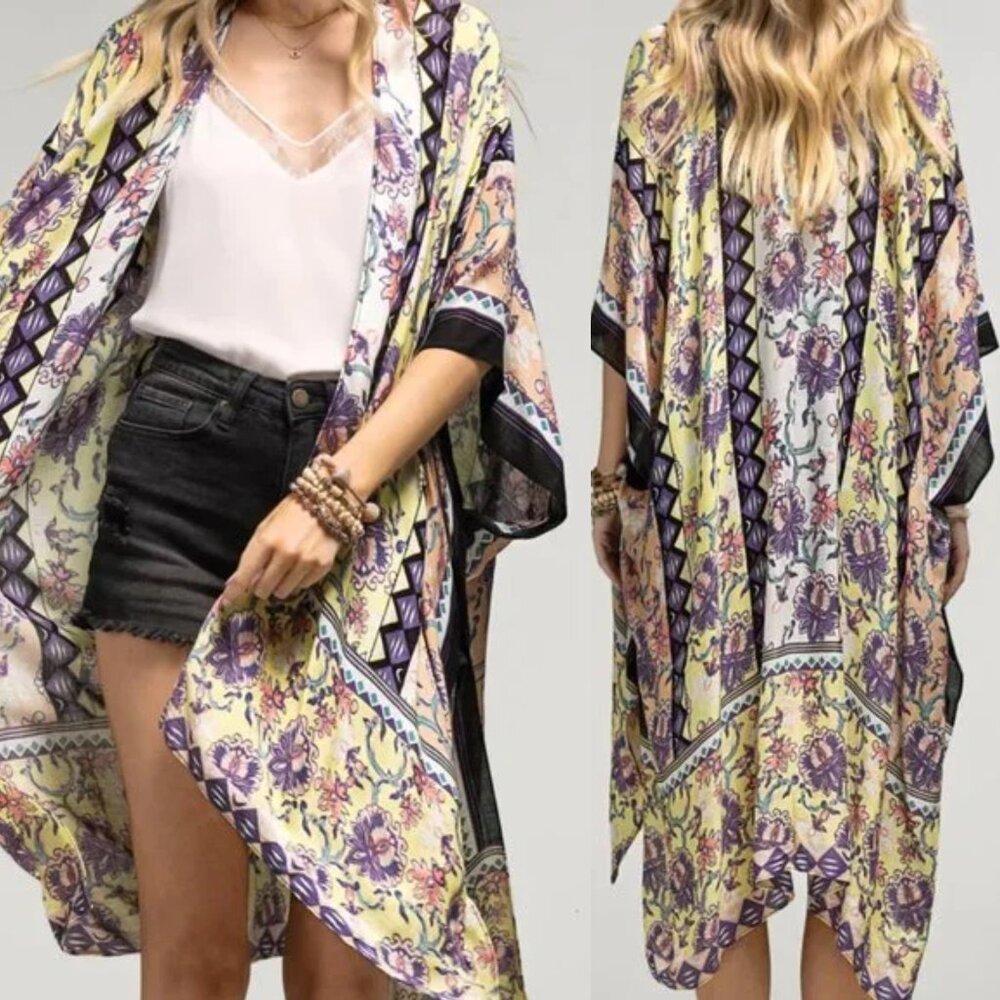 Powder Yellow Floral Chloé Kimono